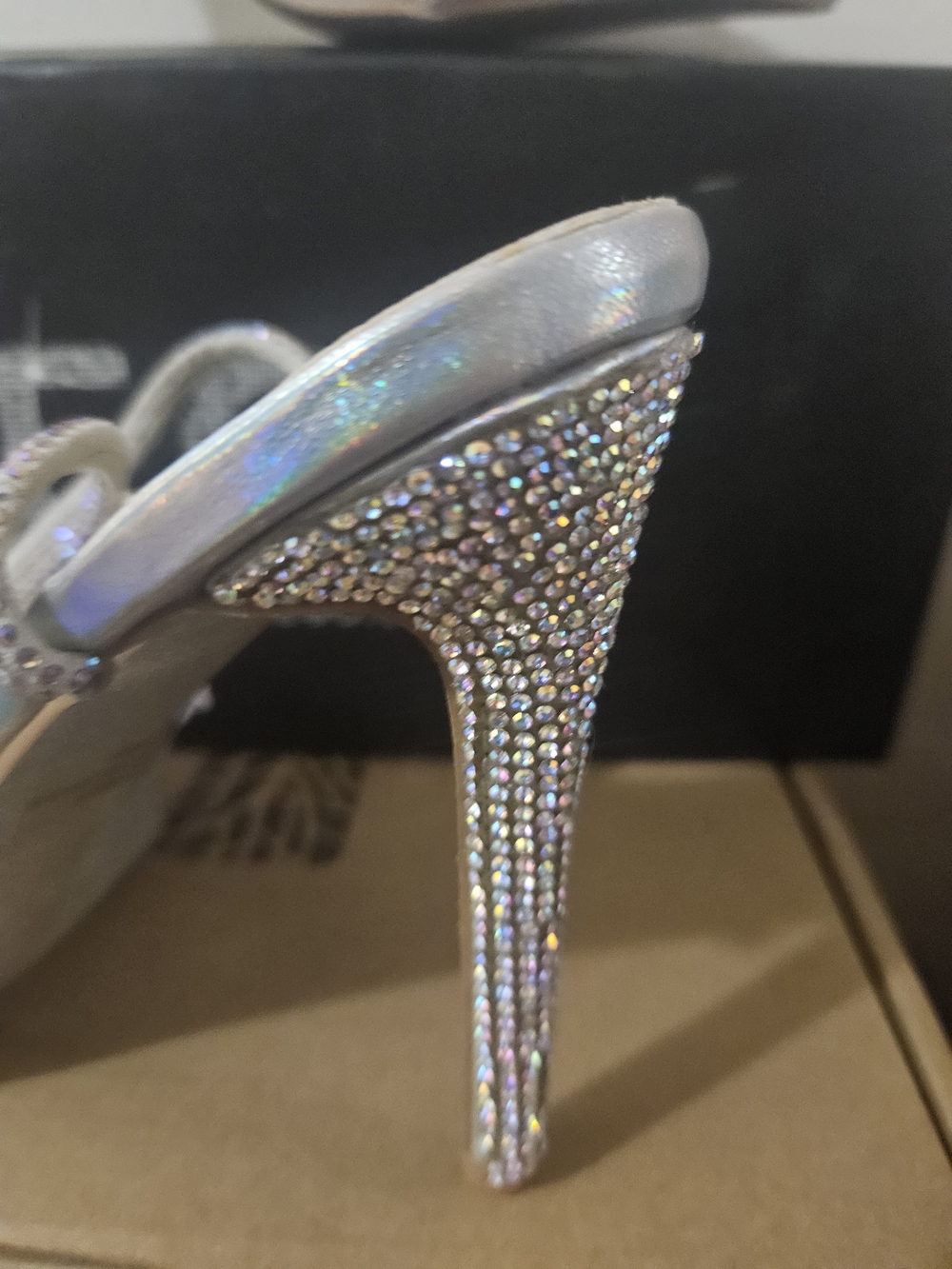 EGO Silver Crystal Embellished Strappy High Heels - Picture 3 of 7